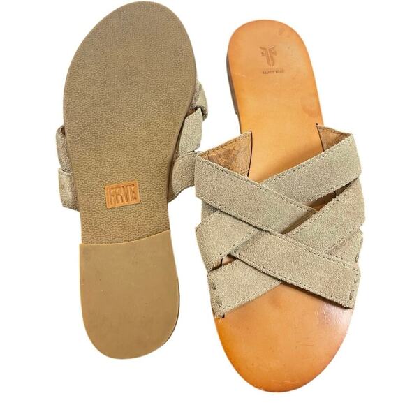 FRYE SANDALS CARLA CRISS CROSS OPEN TOE CASUAL SLIDE ASH SZ 7 AESTHETIC BOHO - Picture 8 of 16